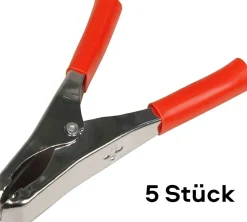 5 Stück Krokodilklemme McPower, 82mm, rot, 20A