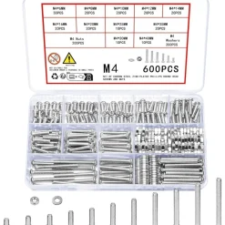 600 Stück M4 Schrauben Set mit Muttern und Unterlegscheiben