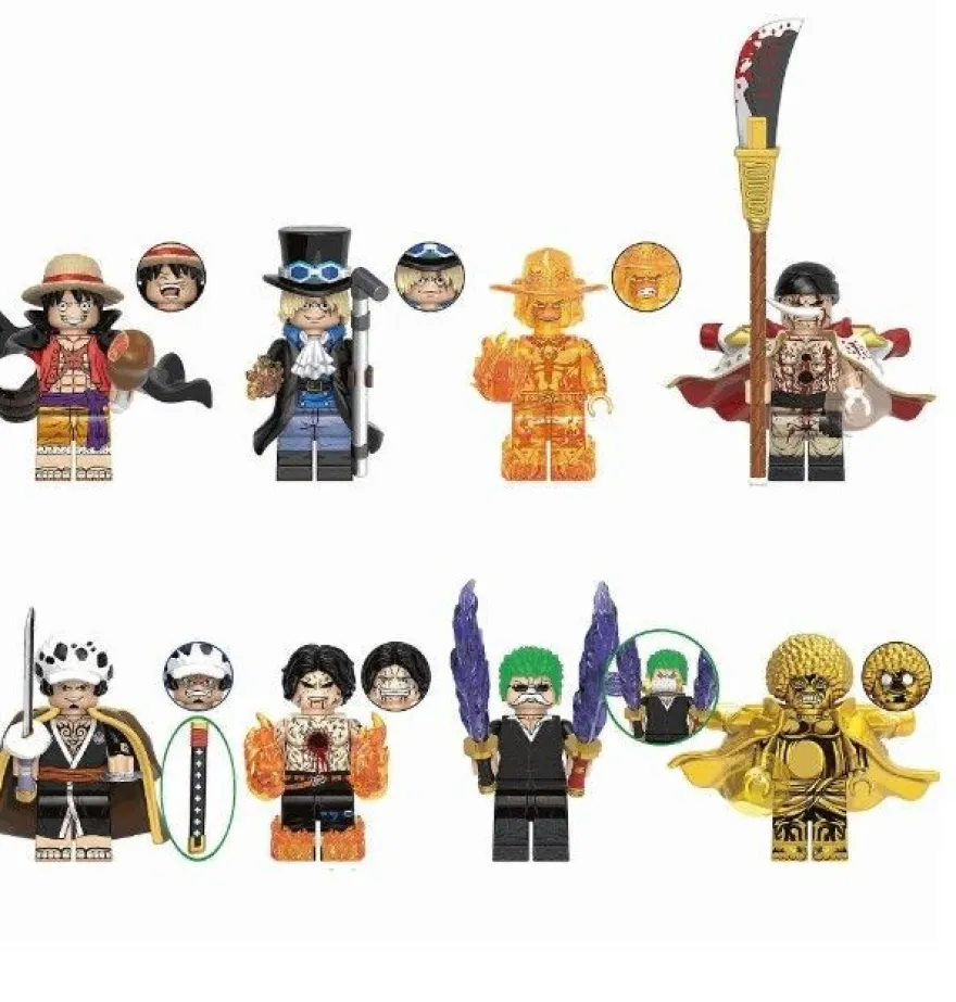 8 Stück One Piece Minifiguren Bausteine ??Sammlerstück Anime Actionfiguren