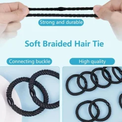 15 Stück Schwarze Elastische Haarbänder Zopfgummi für Damen, Mädchen