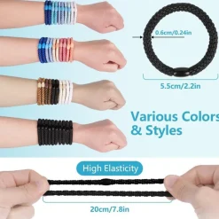 15 Stück Schwarze Elastische Haarbänder Zopfgummi für Damen, Mädchen
