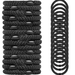 15 Stück Schwarze Elastische Haarbänder Zopfgummi für Damen, Mädchen