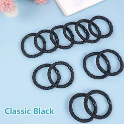 15 Stück Schwarze Elastische Haarbänder Zopfgummi für Damen, Mädchen