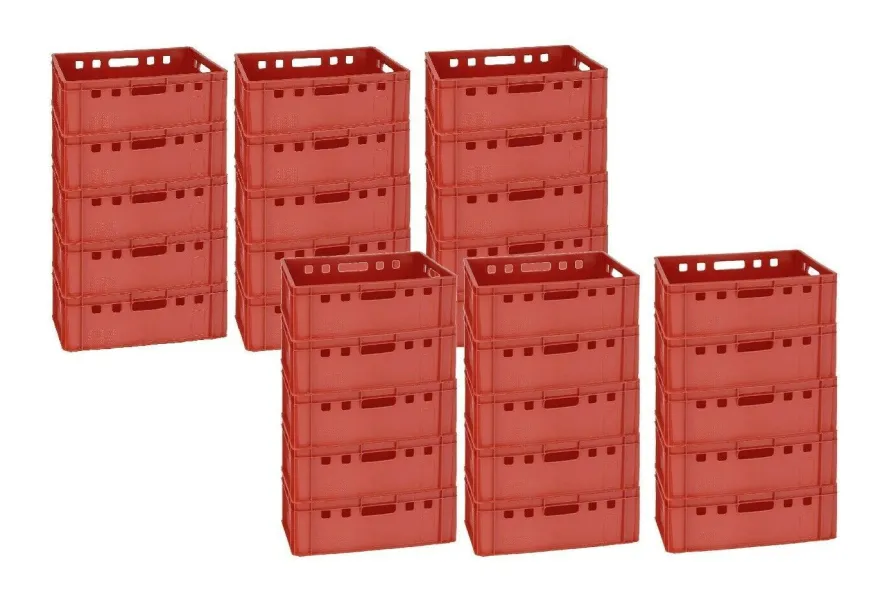 15 Stück Transportboxen Umzugskisten Lagerkisten 60x40x20 cm rot NEU Gastlando