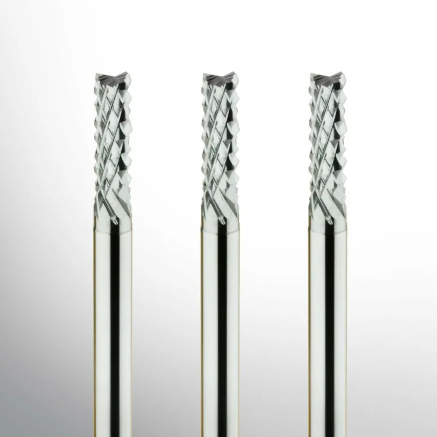 3 Stück VHM-Fräser-Diamantverzahnt 0,60mm - 3,175mm Schaftfräser für CNC Fräse