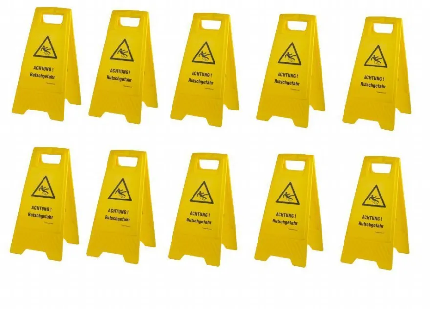 10 Stück Warnschild-Vorsicht Rutschgefahr-Vorsicht Glatt-Warnaufsteller Schild