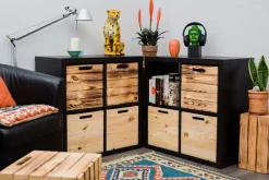 4 Stück Weinkiste Natur passend für Ikea Kallax und Expeditregale Holzkiste Regalk