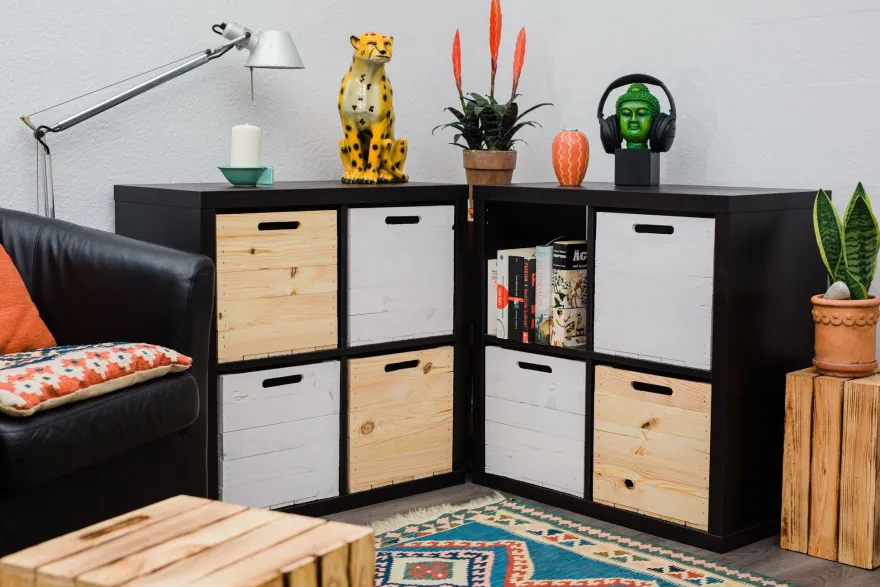 4 Stück Weinkiste Natur passend für Ikea Kallax und Expeditregale Holzkiste Regalk