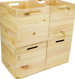 4 Stück Weinkiste Natur passend für Ikea Kallax und Expeditregale Holzkiste Regalk