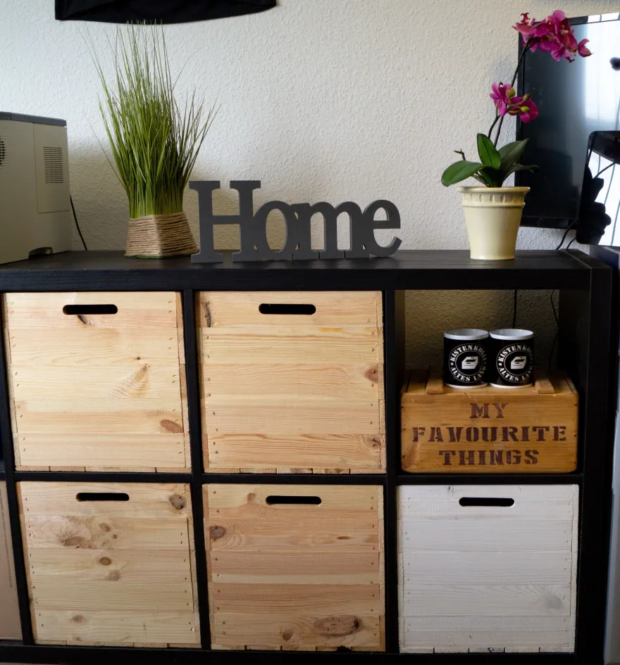 4 Stück Weinkiste Natur passend für Ikea Kallax und Expeditregale Holzkiste Regalk