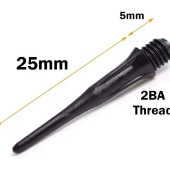 500 Stück WIN. MAX Dartspitzen 2BA Schwarz Plastik softdart Spitzen