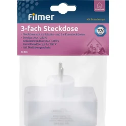Steckdose 3-fach Schutzkontakt Euro Verteiler Haushalt Werkzeug Elektro Filmer 20846