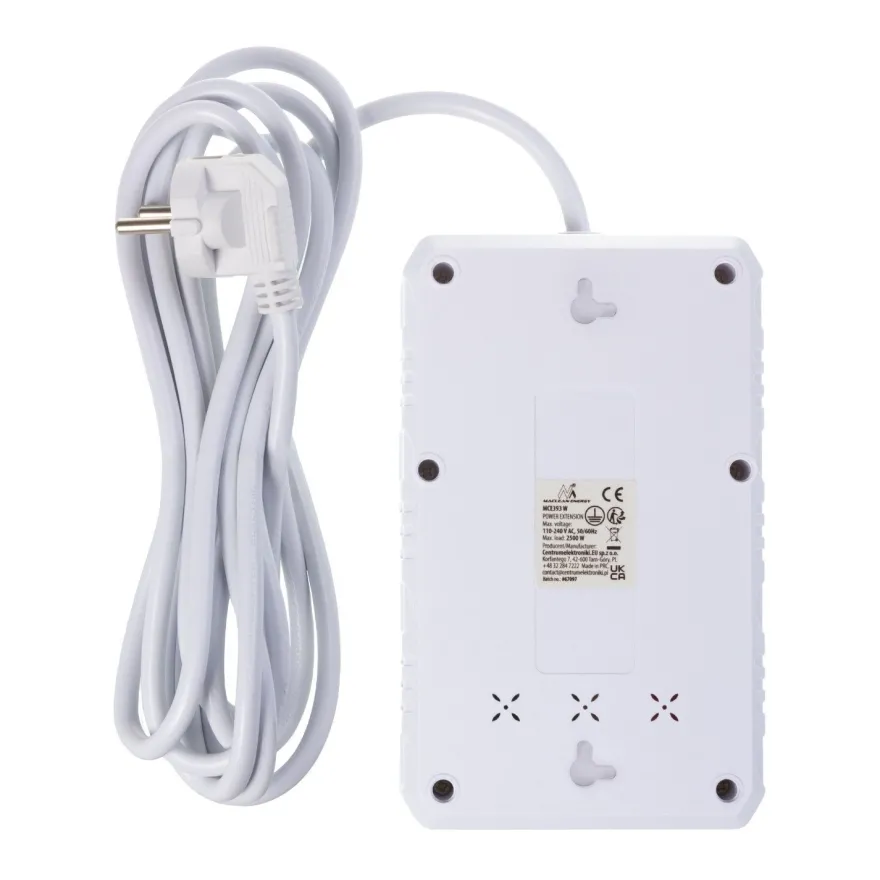 Steckdosenleiste 4 Steckdosen 2500W 3xUSB weiß 3m MCE393 W Maclean