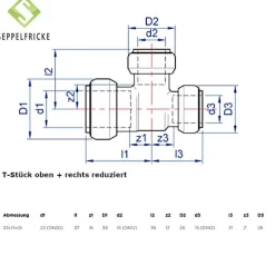 Steckfitting Messing T-Stück, 15-22mm, gleich oder reduziert, Tectite T130
