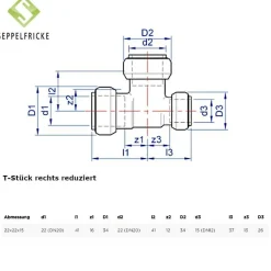Steckfitting Messing T-Stück, 15-22mm, gleich oder reduziert, Tectite T130