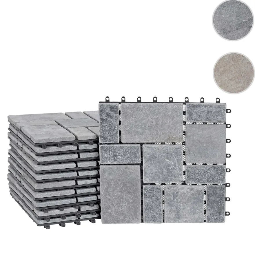 Steinfliese HWC-K70, Bodenfliese Steckfliese Naturstein, 11x je 30x30cm = 1m²