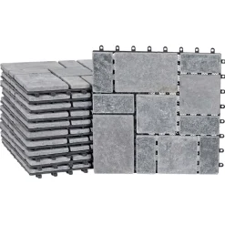 Steinfliese HWC-K70, Bodenfliese Steckfliese Naturstein, 11x je 30x30cm = 1m²