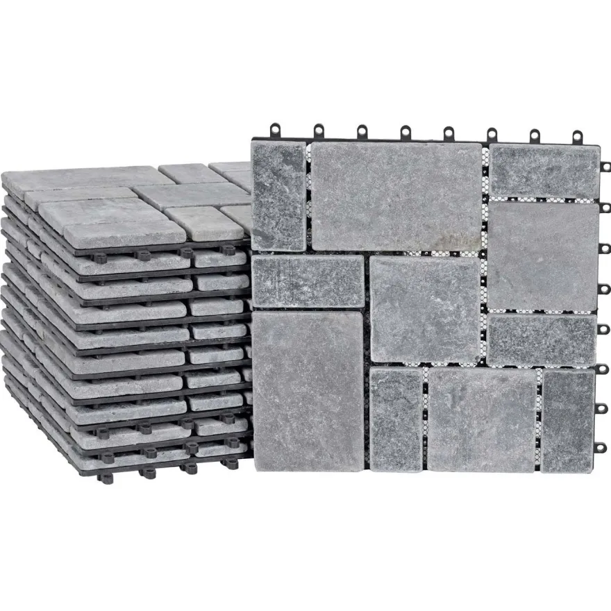 Steinfliese HWC-K70, Bodenfliese Steckfliese Naturstein, 11x je 30x30cm = 1m²