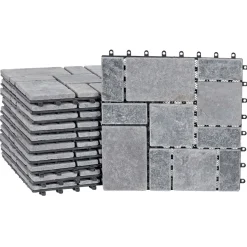 Steinfliese HWC-K70, Bodenfliese Steckfliese Naturstein, 11x je 30x30cm = 1m²