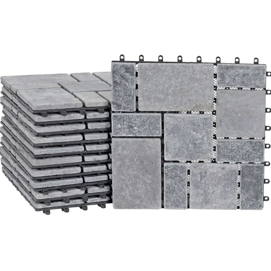 Steinfliese HWC-K70, Bodenfliese Steckfliese Naturstein, 11x je 30x30cm = 1m²
