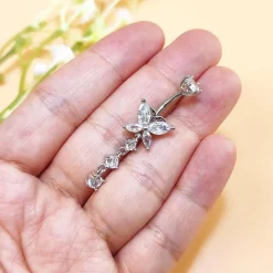 925 Sterling Silber Bauchnabelpiercing 10mm mit Anhänger Piercing 14G