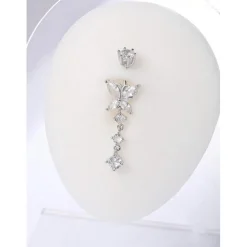925 Sterling Silber Bauchnabelpiercing 10mm mit Anhänger Piercing 14G