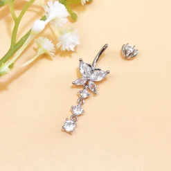 925 Sterling Silber Bauchnabelpiercing 10mm mit Anhänger Piercing 14G