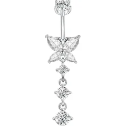 925 Sterling Silber Bauchnabelpiercing 10mm mit Anhänger Piercing 14G