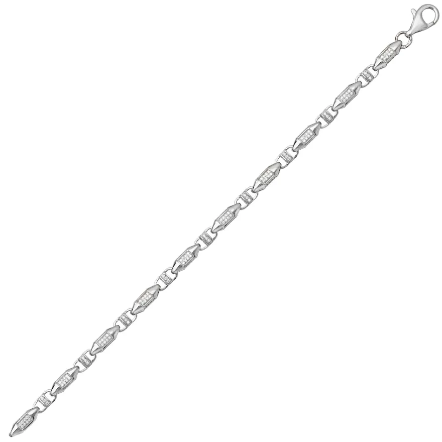 925 Sterling Silber 5mm Herren - Kette mit Zirkonia - 71.1, 76.2, 81.3cm