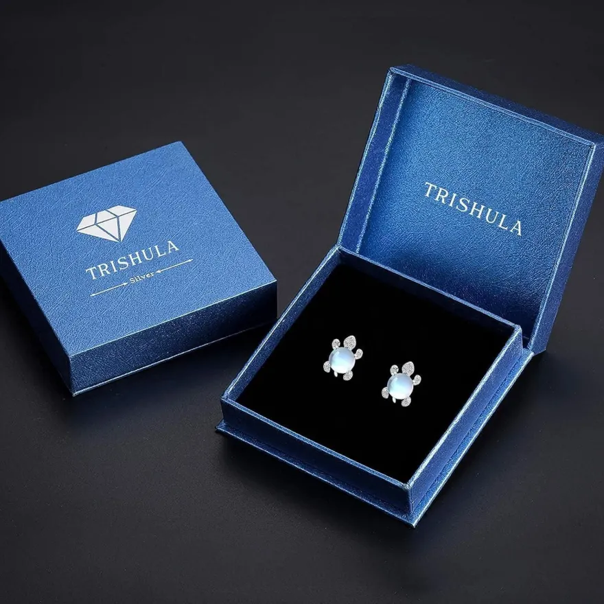 925 Sterling Silber Schildkröte Ohrringe Mondstein Mädchen Frauen Kinder