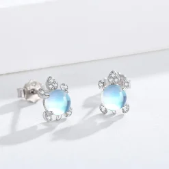 925 Sterling Silber Schildkröte Ohrringe Mondstein Mädchen Frauen Kinder