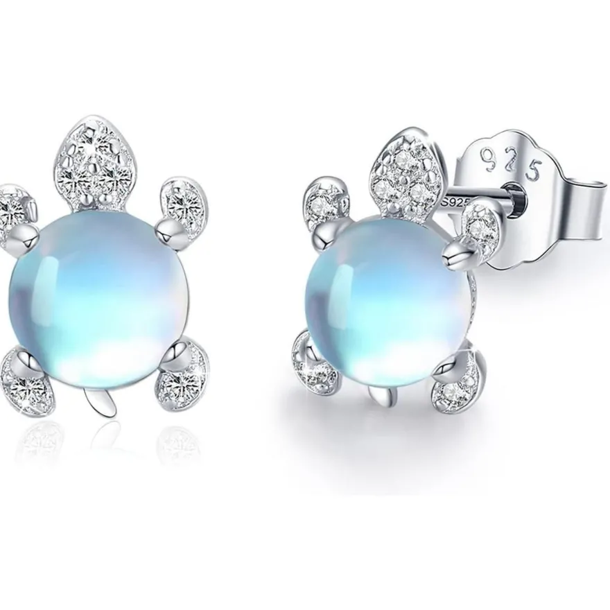925 Sterling Silber Schildkröte Ohrringe Mondstein Mädchen Frauen Kinder