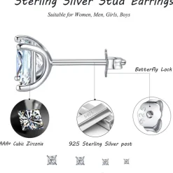925 Sterling Silber Zirkonia Ohrstecker Set Damen Herren Mädchen 5mm