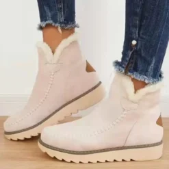 Stiefel Damen Freizeit Boden Stiefeletten Dick Schlosser Zeh Gestrickt
