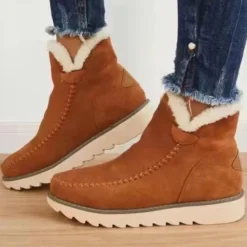 Stiefel Damen Freizeit Boden Stiefeletten Dick Schlosser Zeh Gestrickt