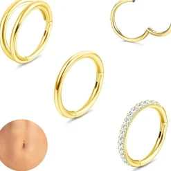 3STK Bauchnabelpiercing Set Chirurgenstahl Zirkonia Damen Körper Schmuck