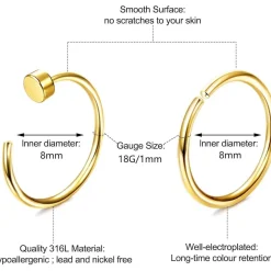 6stk Nasenpiercing Set 316L Chirurgenstahl Fake Septum Helix Piercings Gold