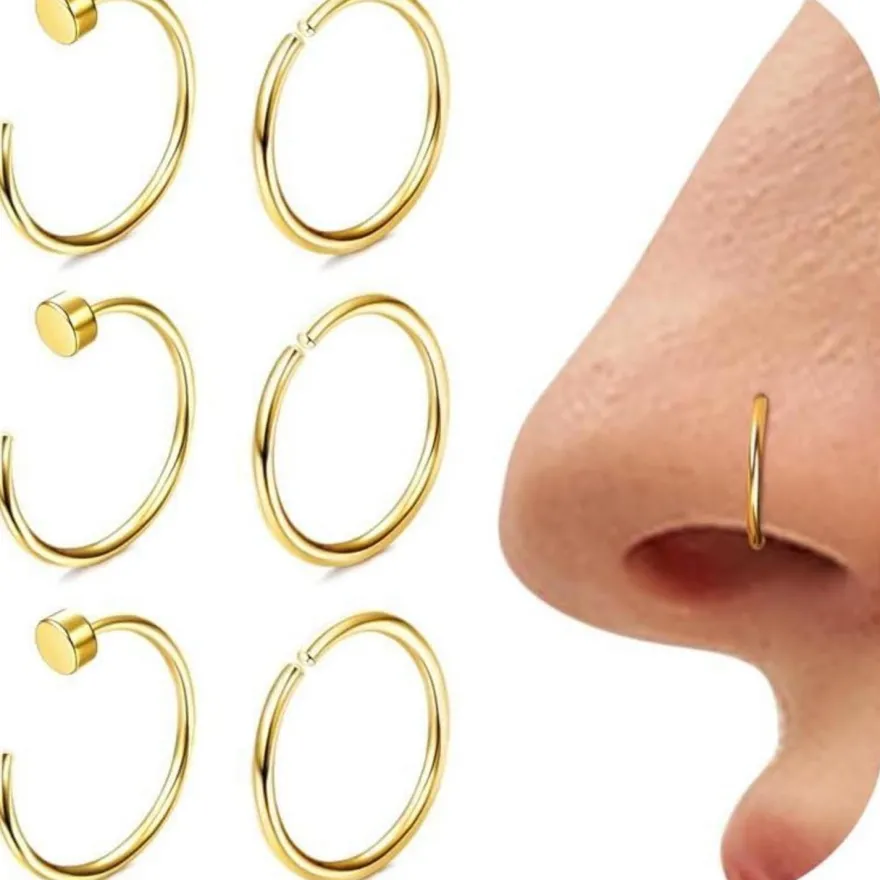 6stk Nasenpiercing Set 316L Chirurgenstahl Fake Septum Helix Piercings Gold
