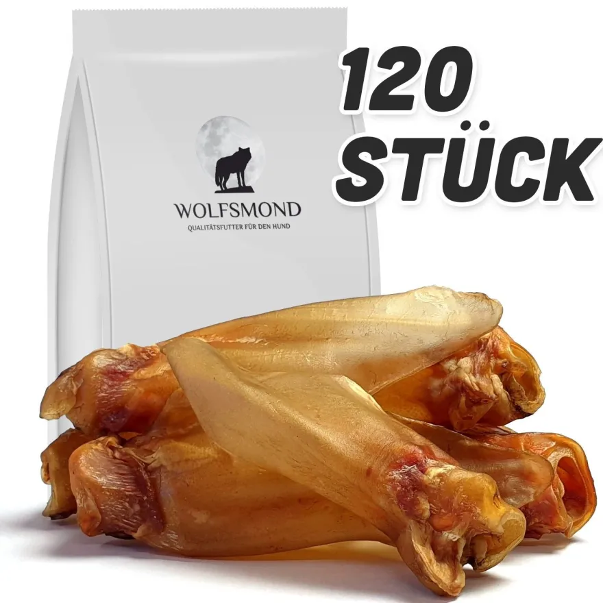 120 Stk XL-Rinderohren mit Ohrmuschel Hundefutter Hundesnacks Kausnack Kauartikel