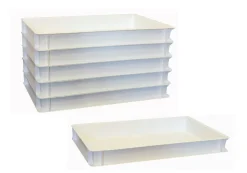 6 St. Pizzaballenbehälter weiß Teigbehälter Stapelbox Teigbox 60x40x7 neu Gastlando