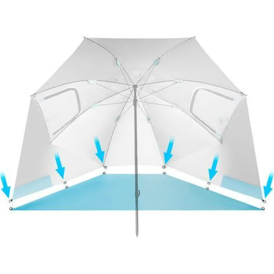 Strandschirm 2in1 mit Windschutz UV-Schutz Sonnenschirm Camping NILS CAMP NC17114