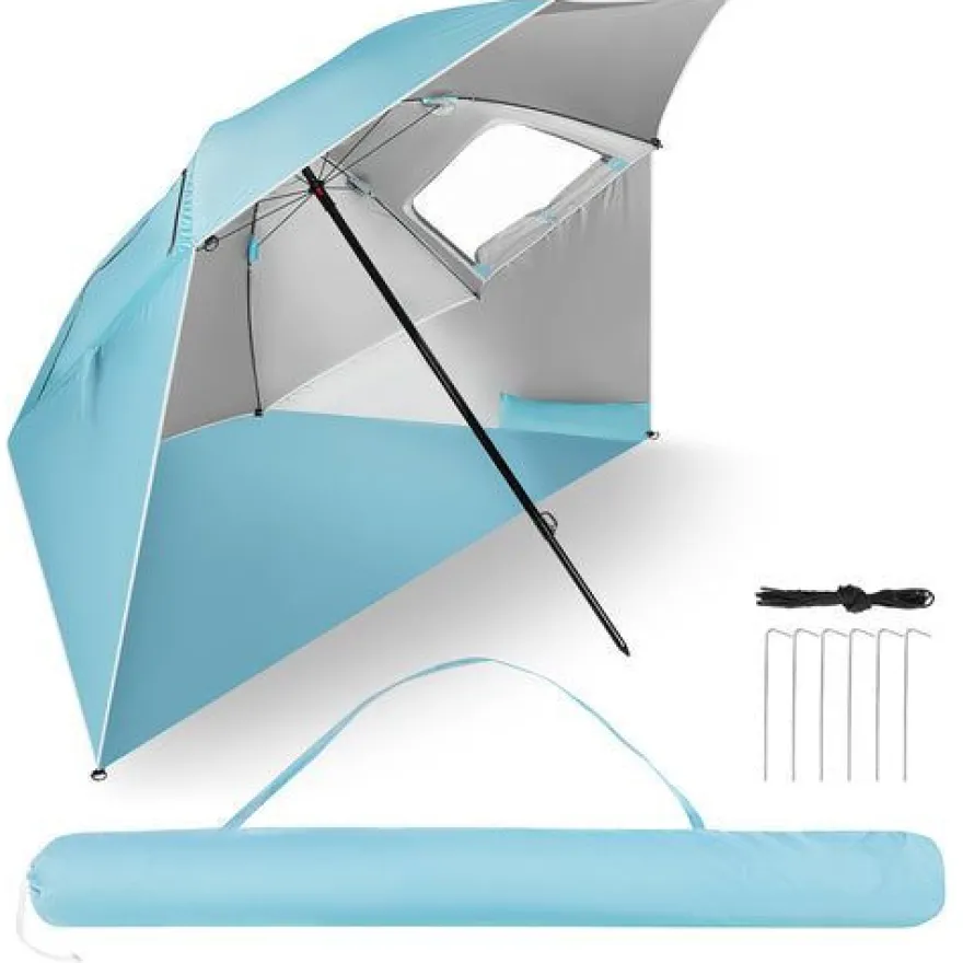 Strandschirm 2in1 mit Windschutz UV-Schutz Sonnenschirm Camping NILS CAMP NC17114