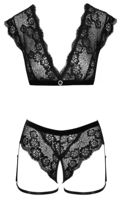 Strassring Spitzen-Set von Cottelli Lingerie in Schwarz, Größe S/M