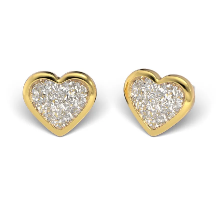 STUDEX Medizinische Ohrstecker vergoldet * Herz Glitter weiß* Piercing