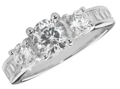 Stylischer 925 Sterling Silber Trilogie Damen - Ring mit Zirkonia