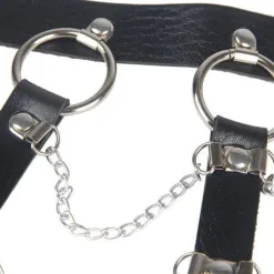 Subblime BDSM Mode Dessous Reizwäsche Brustharness Lederketten Schwarz Einheitsgrösse