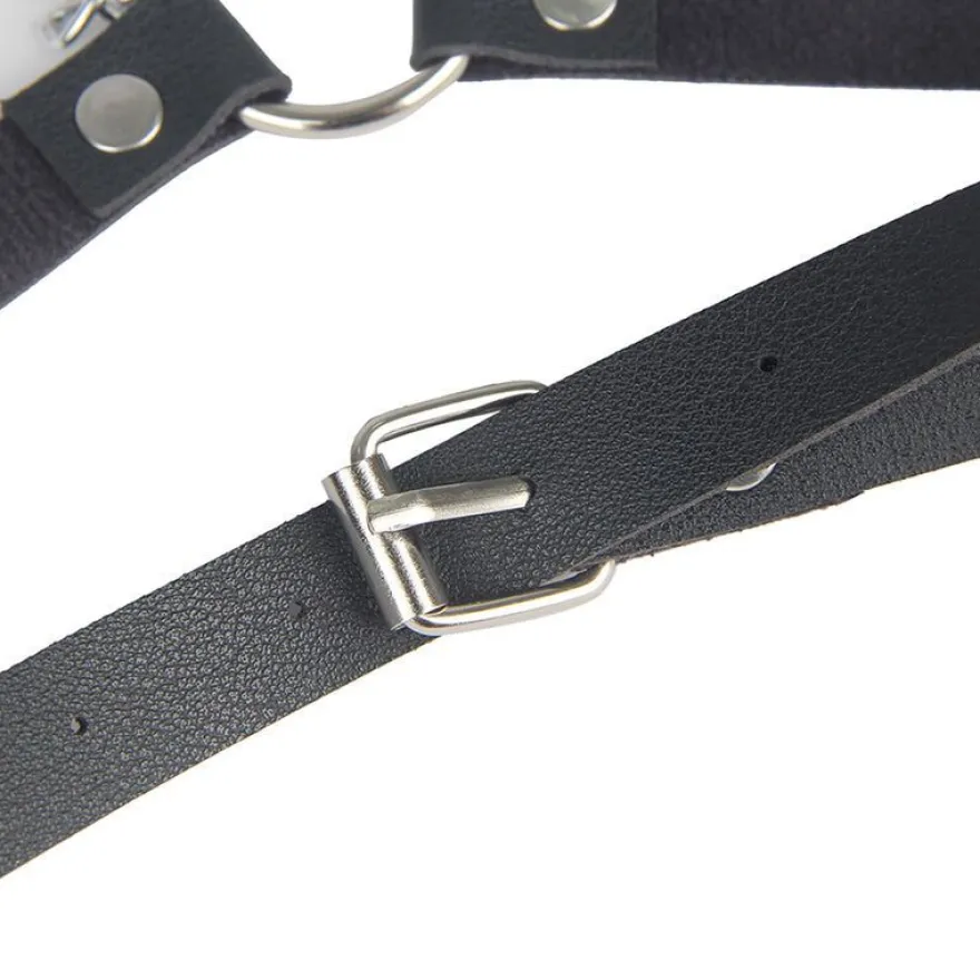 Subblime Leder-Kettengürtel Harness schwarz, eine Größe