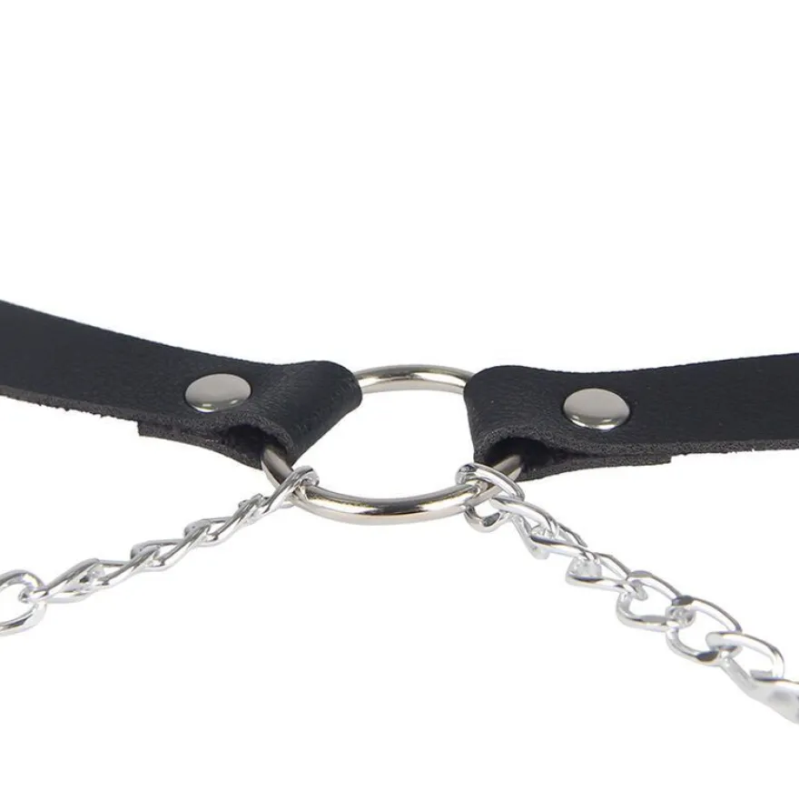 Subblime Leder-Kettengürtel Harness schwarz, eine Größe