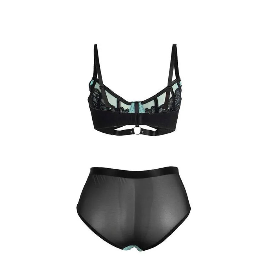 Subblime Push-up-BH-Set aus grüner Spitze und Netzstoff L/XL