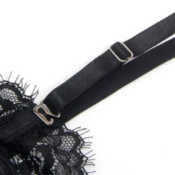 Subblime Spitzen-Bodysuit mit Strumpfhaltern und offenem Schritt S/M Schwarz
